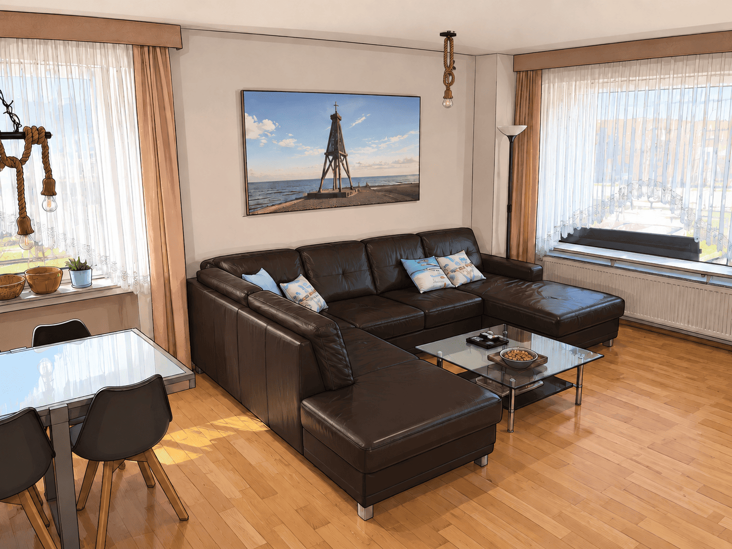 Wohnzimmer der Ferienwohnung LuxCux